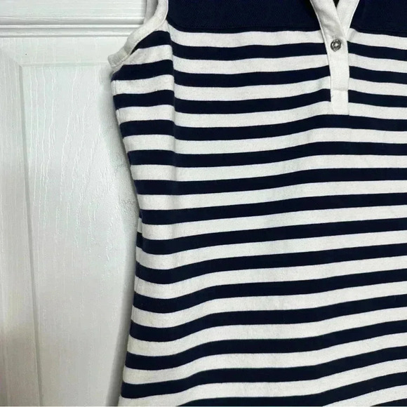 Izod Polo Shirt Sleeveless Collared Striped Blue & White  Size Medium - Picture 4 of 16